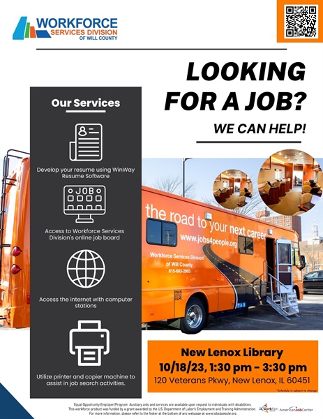 Mobile Workforce Center at the New Lenox Public Library